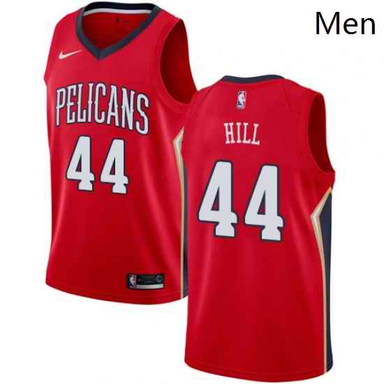 Mens Nike New Orleans Pelicans 44 Solomon Hill Swingman Red Alternate NBA Jersey Statement Edition